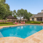 Roman Shaped Inground Gunite Swimming pool, Lafayette, LA, Natural Stone Deck