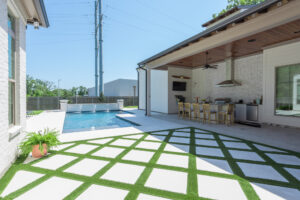 Turf inlay on patio in Lafayette, LA