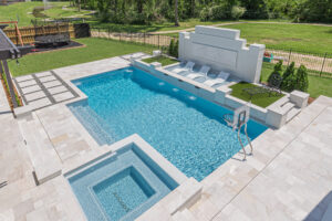 Custom pool with multi-level decking