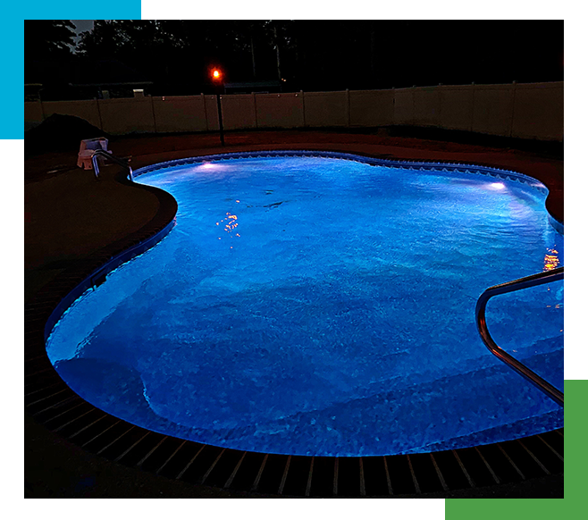 Image of a pool at night