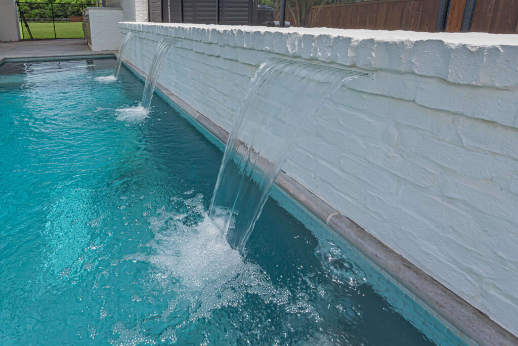 Swimming Pool Water Feature wall with three scuppers