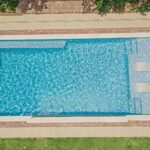 Bird's eye view of a rectangle inground gunite swimming pool in Lafayette, LA