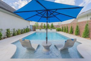 Tanning ledge, custom inground, gunite swimming pool